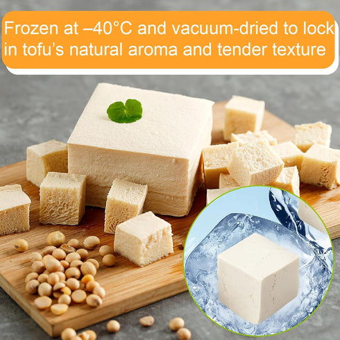 2.83oz (80g) 1cm Freeze Dried Tofu Cubes, Bite Size, Plant Based Dehydrated Tofu, Low Sugar, High Protein, Keto