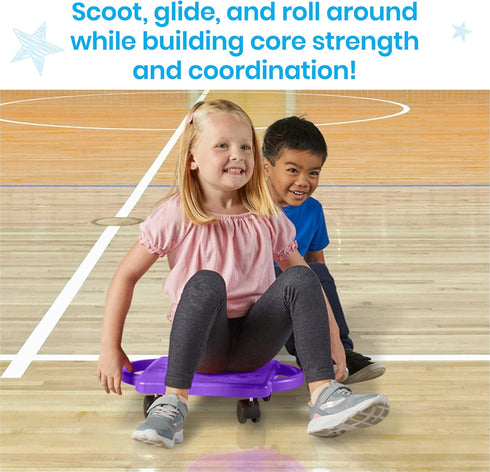 hand2mind Green Indoor Scooter Board with Handles, Gym Scooters for Kids, PE Equipment for Elementary School