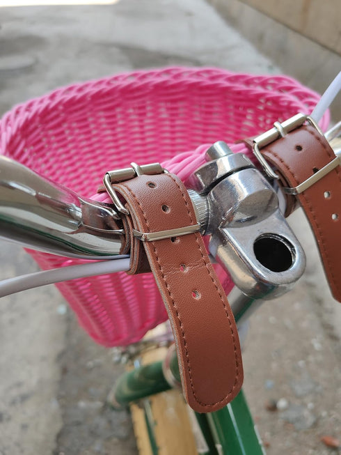 Kids Bike Basket Set, Wicker Handlebar Basket with Unicorn Necklace, Bell, Streamers, Stickers