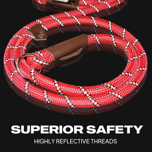 TwoEar 1/2" x 6FT Dog Slip Rope Leash, Heavy Duty Training Leash with Highly Reflective Threads for All Dogs