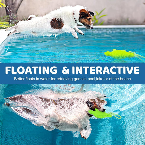 Dog Floating Toy, Chew Toy for Aggressive Chewers, Pool Toy with Rope for Interactive Fetch & Play (Dinosaur)