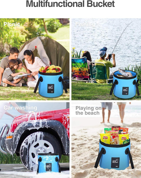 Luxtude 5 Gallon (20L) Collapsible Bucket with Handle, Portable & Ultra Lightweight for Fishing, Camping, Hiking