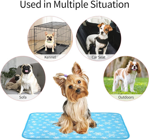 DELIFUR Large Dog Cooling Mat - Self Cooling Pad for Small Medium Dogs, Machine Washable, Blue, Outdoor Use