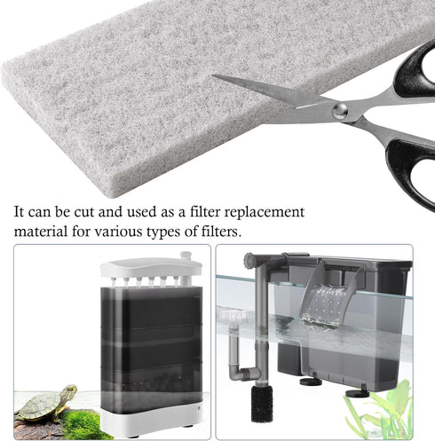 4-Pack Ammonia&Carbon&Phosphate (12.6" 5" 1'') Mixed Aquarium Filter Sponge, Cut-to-Fit Filter Media with Reducer