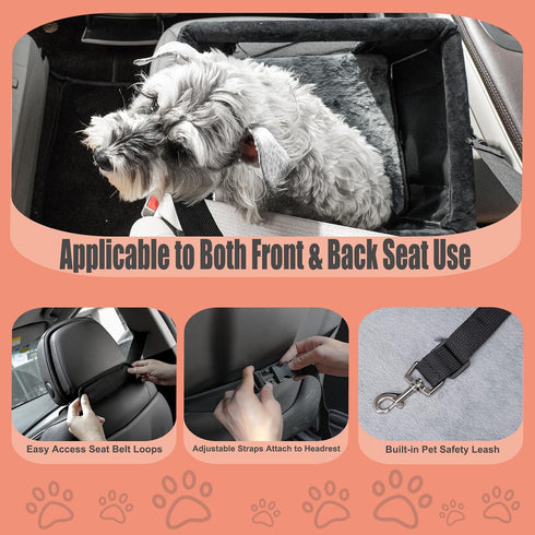4-in-1 15lbs Cat Car Seat and Cat Carrier with Removable Wheels Booster Car Seats for Small Dogs Cats Comes