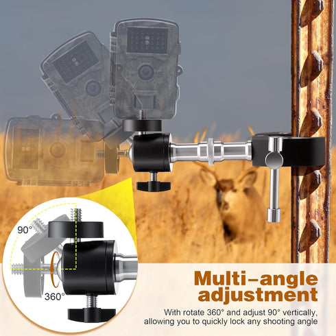 HappyAlley 2pcs T Post Trail Camera Holders, Trail Camera Mounting Bracket, Adjustable Trailcam Holder for Hunting