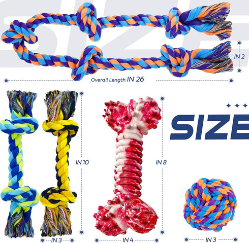 Dog Chew Toys for Aggressive Chewers, XL Indestructible Toys for Large Dogs, 5 Pack Cotton Rope Toys