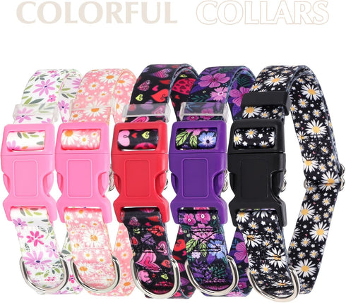 Dog Collar for Small Dogs with Cute Heart Patterns, Adjustable Soft Pet Collar with Safety Buckle for Small Medium