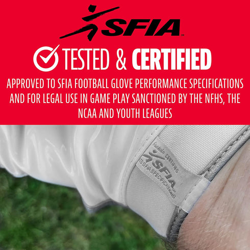 Franklin Sports Supratak Football Receiver Gloves - White/Chrome - Youth Small by Franklin Sports