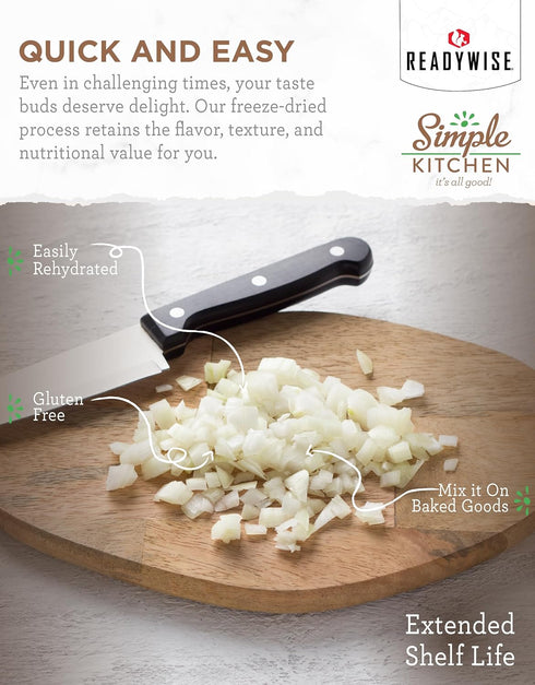 250 Backpacking #10 Package Simple Kitchen Dehydrated Chopped Onions - Servings for Family Meal Prep, Gluten Free