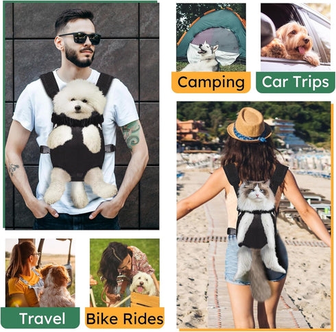 Pet Carrier Backpack, Adjustable Hands-Free Dog Carrier for Small Dogs & Rabbits, Ideal for Hiking & Travel