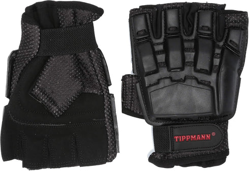 Tippmann Armored Gloves, Fingerless/Half Finger Gloves for Paintball & Air Soft, Black, Large