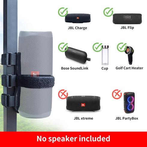 HomeMount Portable Speaker Mount for Golf Cart - Adjustable Strap for Bluetooth Wireless Speaker Attachment