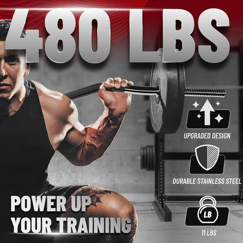 Yes4All 480LB Standard Straight Barbell 60" & EZ Curl Bar 47" - Weight Bar with Star Lock Collars