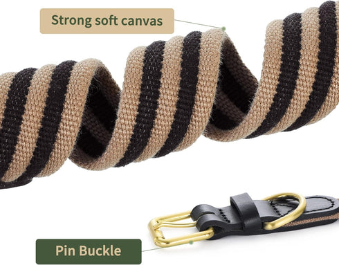 Mile High Life Genuine Leather Dog Collar, Heavy Duty Canvas with Adjustable Rust-Proof Metal Pin Buckle for Large Dogs