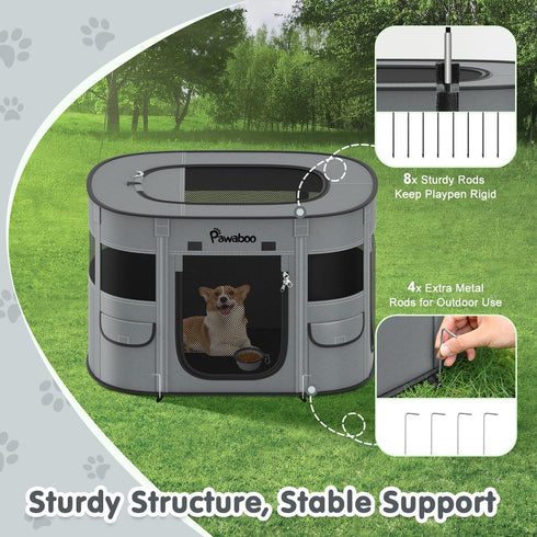 600D Dog Playpen, Portable Pet Cat PlayPen, Oxford Dog Kennel Tent Crate, Waterproof&Breathable, Indoor Outdoor Travel