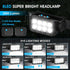2-Pack, 8 2500 Rechargeable Headlamp Flashlight LED Lumen Ultra-Light Bright Headlight with Motion Sensor, Waterproof