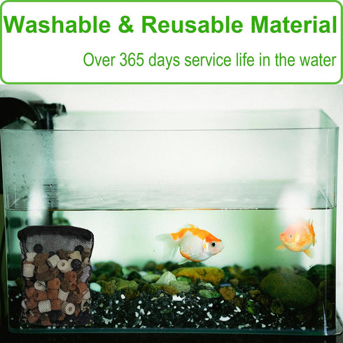 10 Pieces Extra Large Filter Media Bags, Reusable Fish Tank Media Mesh Filters for Activated Carbon, Ceramic Rings