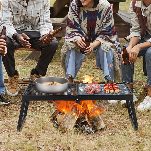 VEVOR Folding Campfire Grill, Heavy Duty Steel Mesh Grate, 22.4" Portable Grilling Rack for Outdoor Open Flame Cooking