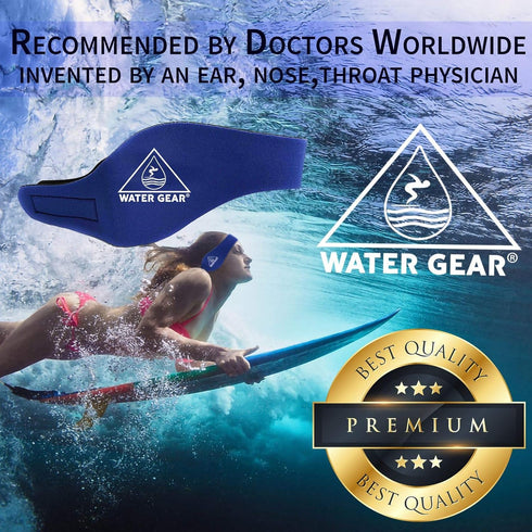 Water Gear Ear Wrap for Swimmers, Comfortable Fit, Prevents Ear Infections, Adult Blue