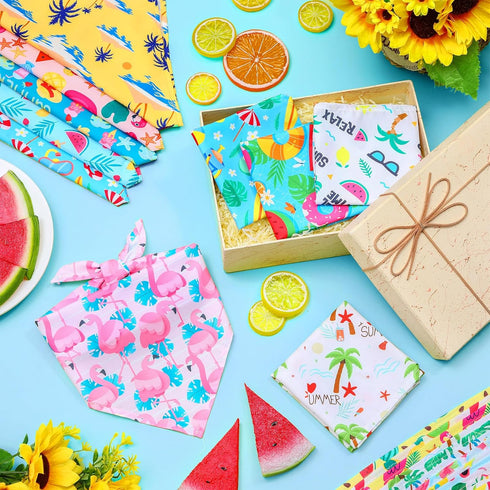 100 Bulk,Summer Summer Sweetude Pieces Hawaiian Dog Bandanas Bandanas for Dogs Fruit Flamingo Palm Leaves Pattern Pet