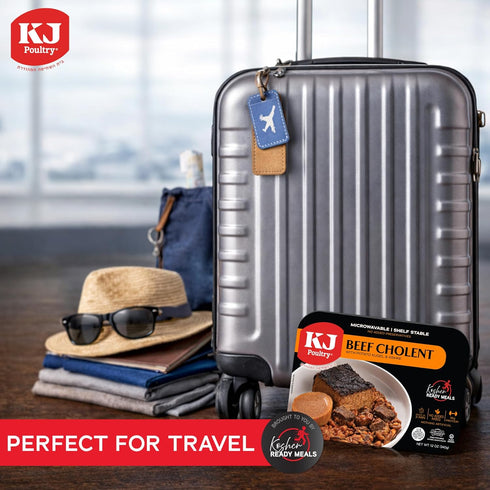 (1 Pack) KJ Poultry Kosher Ready Meals - Beef Chulent & Kugel, MRE Meat Meals Ready to Eat, Shabbos Food Prepared