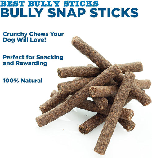 Premium Real Beef Dog Treats - Bully Snap Stick, 20 pack - 100% Natural, No Additives - Reward, Puppy & Dog Training Treats - USA Packed - Healthy, Easy to Digest, Rawhide-Free, High Protein