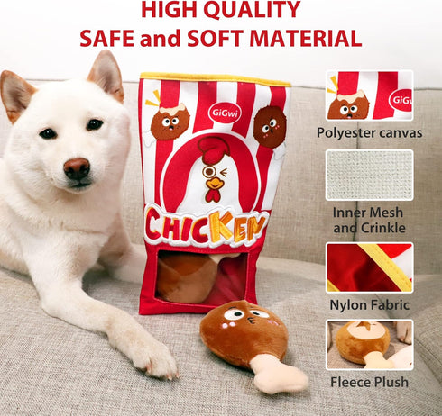 Gigwi Interactive Squeaky Dog Toys - Hide and Seek Puzzle Toy Set for All Breeds, 2-in-1 Dog Toys for Boredom and IQ