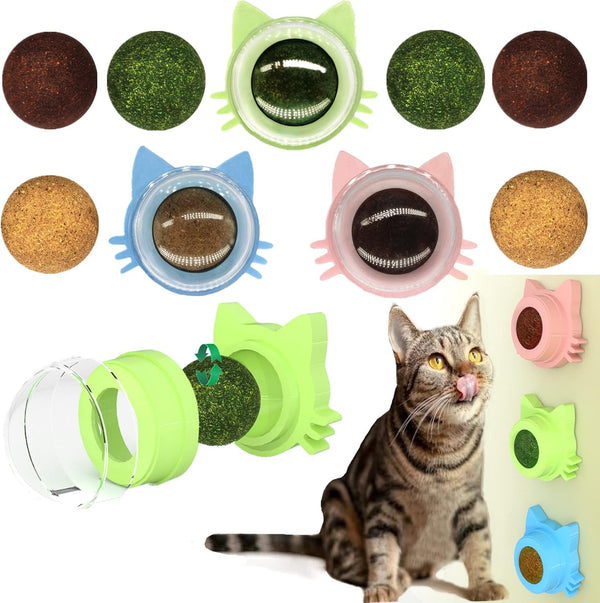 9PCS Catnip Toys, 360 Rotatable Silvervine Ball Kitten Chew Treat for Indoor Dental Care