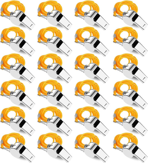 Whistles, Stainless Steel Sports Loud Crisp Sound with Lanyard, Great for Referees, Coaches