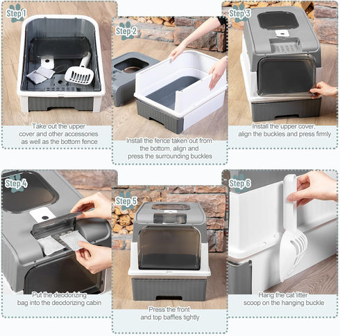 Tioncy 7 Pcs Small Cat Kitten Starter Kit - Cat Litter Box with Shovel, Cat Paw Litter Mat, Automatic Bowls, Toy Teaser