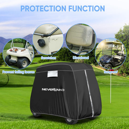 NEVERLAND Waterproof Golf Cart Cover for 4 Passengers, Fits Yamaha, EZ GO, Club Car, Outdoor Windproof Cover