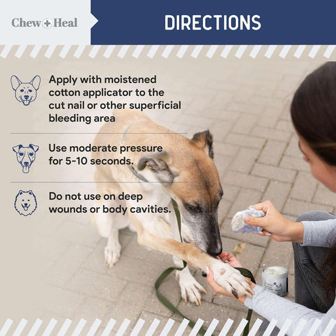 Chew + Heal Labs Styptic Powder - Quick Stop Bleeding Powder for Dogs, Cats, and Other Animals - 1.5 oz
