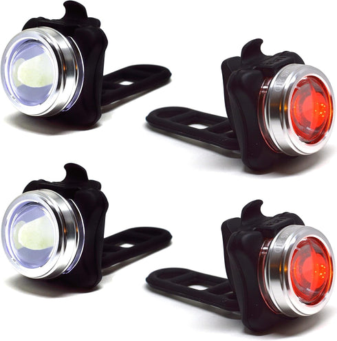 OPTIKS 210 Bike Lights - Front and Back USB Rechargeable LED for Skateboard and Bicycles