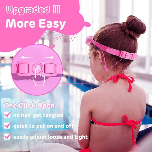 Vvinca Kids Swim Goggles for Ages 3-12 - 2024 Upgraded Design with Ear & Nose Plug, Anti-Fog No Leak Water Pool Goggle