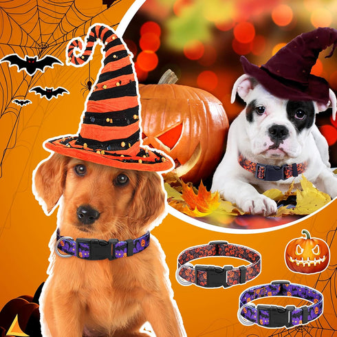 Buryeah 9 Pcs Adjustable Holiday Dog Collars for Fall, Halloween, Thanksgiving, Christmas for Small Dogs