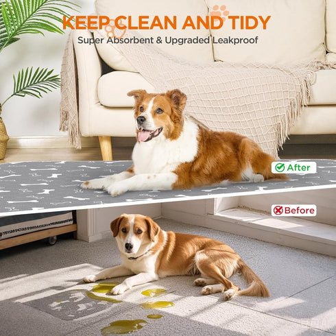 2Pcs Pads,100% 31x36 Washable Pee Pads for Dogs, Reusable Puppy Pads , Absorbent Dog Training Waterproof Non-Slip