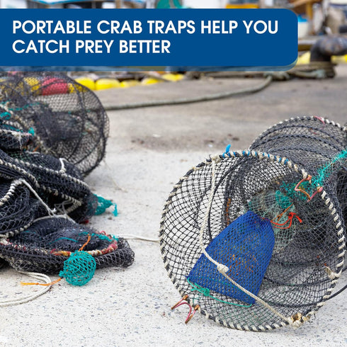 Honoson 6 Pcs Crab Trap Bait Bags with Locker Portable Fish Trap Outdoor Sports Style Crab Snare Mesh Bait Traps Shrimp