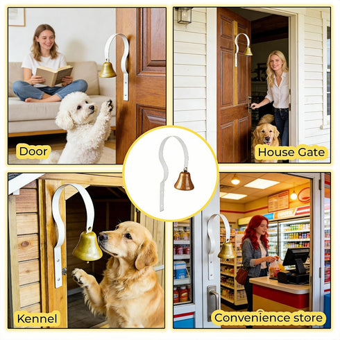 7.09 Inch 3 Dog Doorbell for Potty Training, Wall Mounted Bronze Bell with White Metal Bracket, Height, Includes