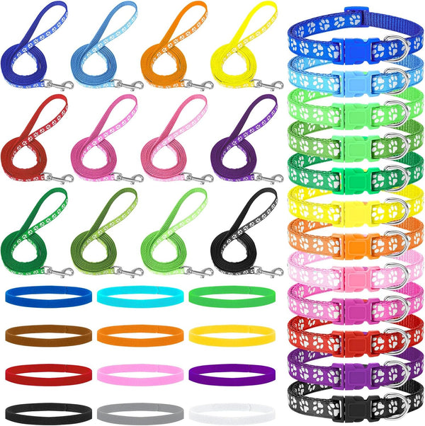 36Pcs Dog Collar and Leash Set, Adjustable Quick Release Buckle Soft Nylon Collar for Puppy Small Dogs Walking Training