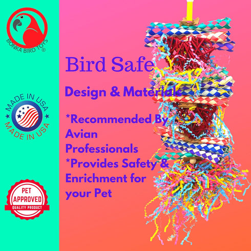Bonka Bird Toys 1042 Duo Foraging Heart Vine Shredding Natural Parrot Toy for Quaker Conure Budgie