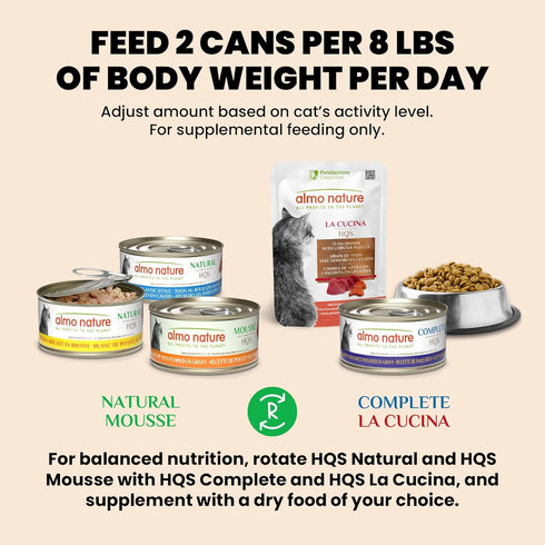 2.47 oz (Pack 24) almo nature HQS Natural Wet Cat Food Tuna and Chicken in Broth, Grain-Free