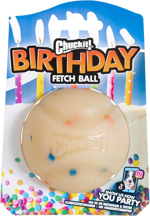 Chuckit! Birthday Fetch Ball, Pack of 1, Medium (2.5 Inch Diameter), for Dogs 20-60 lbs