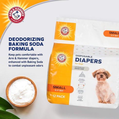 Arm & Hammer for Pets Female Dog Diapers, Size Small, Ultra-Absorbent, Adjustable, Leak-Proof (Pack of 6)
