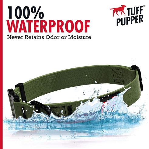Tuff Pupper Waterproof Action Collar - Heavy Duty Tear Proof Dog Collar with Rust-Proof Hardware for Active Dogs