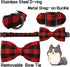 Unique Style Paws Cotton Dog Collar with Bow, Black Red Plaid for Small Medium Large Boys Girls