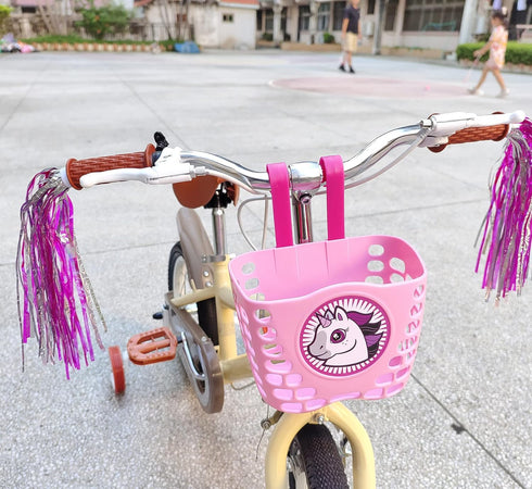 Girls Bike Decorations Kit - Bicycle Accessories with Spoke Beads, Streamers, Horn Bell, and Handlebar Basket