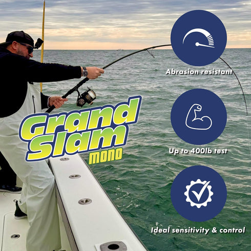 HI-SEAS Grand Slam Monofilament Fishing Line, Quarter Pound Spool, Clear, Pink, Green