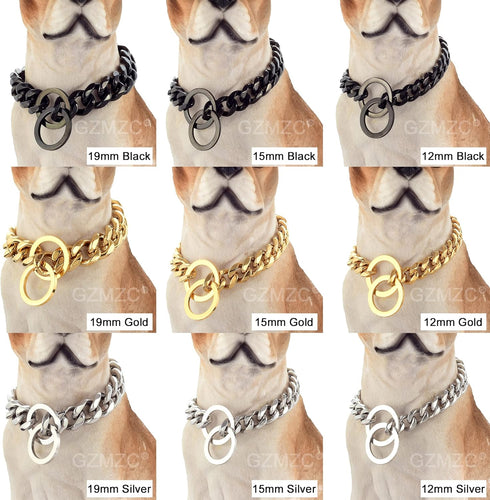 Dog Chain Collar High Rose Gold Polished 19MM Stainless Steel Cuban Link for Small Medium Big Dogs (26", RG)