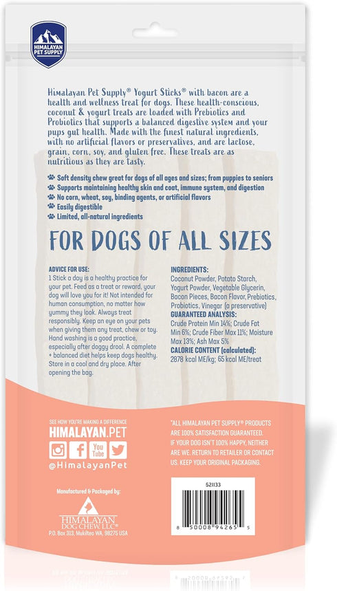 Yogurt Sticks, Prebiotic & Probiotics, Protein Rich, Bacon Flavor, 5 Pieces, USA Made